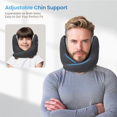 RENPHO Neck Pillow Airplane for 360°Neck Support, Travel Pillow with Noise Reducing, Premium Memory Foam Travel Pillows for Airplanes, for him her - Image 6