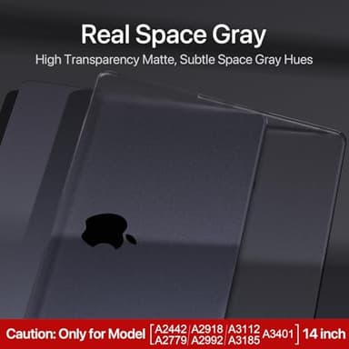 Soonjet for MacBook Pro 14 inch Case | M5 M4 M3 M2 M1 Pro/Max 2025-2021 | 100% Match Official Color | Protective Hard Shell Laptop Cover | Space Gray Clear - Image 4