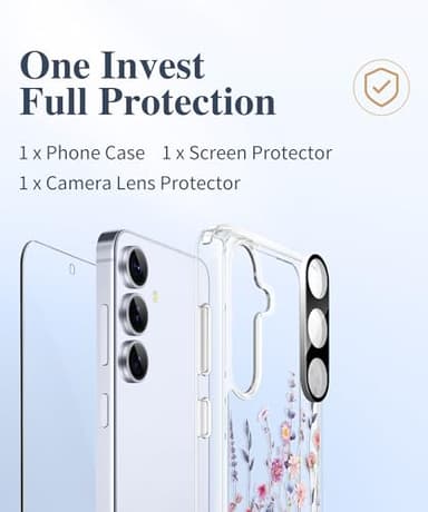 GVIEWIN for Samsung Galaxy S25 Case, [Screen & Camera Lens Protector] [Non Yellowing] Floral Clear Slim Shockproof Military-Grade Protection Phone Cover, Flower Design for Women, Floratopia/Colorful - Image 7
