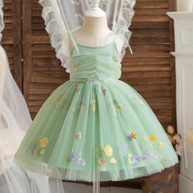 Nileafes Toddler Baby Girl Party Dress Floral Tutu Princess Elasticity Cake Smash Photo Shoot Dresses Size 3Y (2-3 Years, 120-Green) - Image 3