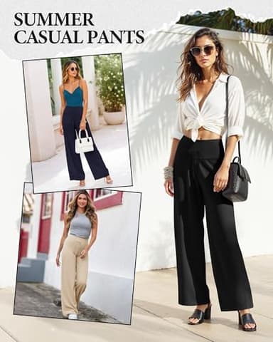 ZOOSIXX Soft Black Pajama Pants for Women, Wide Leg Comfy Casual Lounge Yoga Capri Pants 22'' / 30'' - Image 3