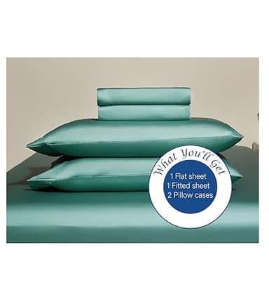 Arianaut Queen Sheet Set Green 100% Egyptian Cotton Satin Sheets 1000 Thread Count Luxury Hotel Quality Deep Pocket Queen Sheets Soft Silky Cooling Queen Size Bed Set 4PC Green - Image 8