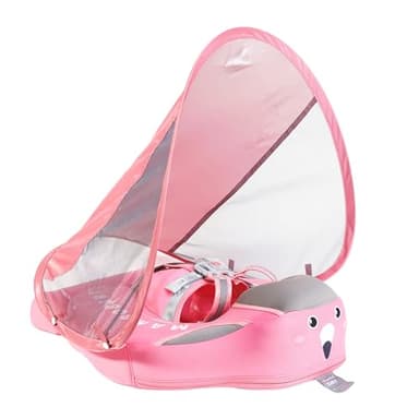 Baby Floats for Pool with Canopy Removable Sun Protection Canopy Mambobaby Float Non Inflatable Upgrade Add Tail Avoid Flip Waterproof Skin-Friendly Infant Swim Float 3-24 Months - Image 1