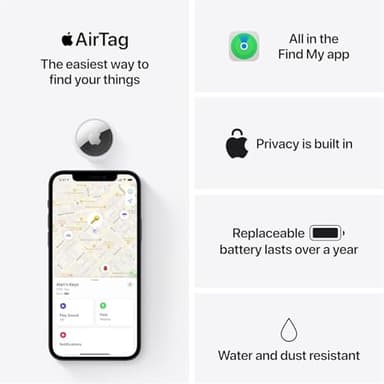 Apple AirTag 4 Pack. Keep Track of and find Your Keys, Wallet, Luggage, Backpack, and More. Simple one-tap Set up with iPhone or iPad - Image 6