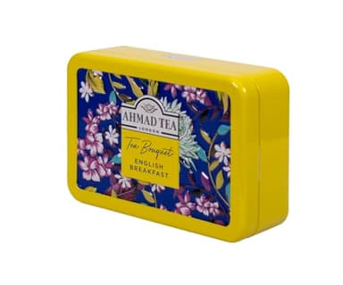 Ahmad Tea Floral Tea Tin Gift, Yellow Caddy, English Breakfast, 10 Tea Bags - Image 3