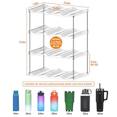 Stackable Water Bottle Organizer for Cabinet,4 Pack Water Bottle Holder for Stanley Yeti 40 oz Bottle Shelf,Clear Tumbler Storage Organizer,Wine Rack,Cup Organizer for Kitchen Cabinets Counter Pantry - Image 2