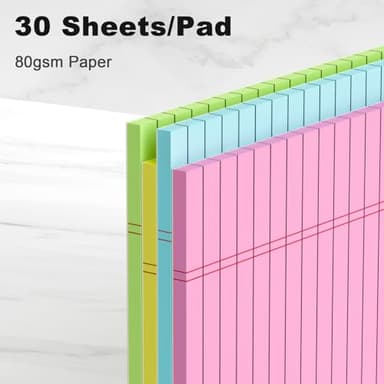 AILZFEI Colored Legal Pads 8.5 x 11 Note Pads 8.5x11 inch, Wide Ruled Clear Print Writing Pads 30 Sheets/Pad, 20lb Colored Paper, Perforated Notepad with Sturdy Back (4 Pads) - Image 3