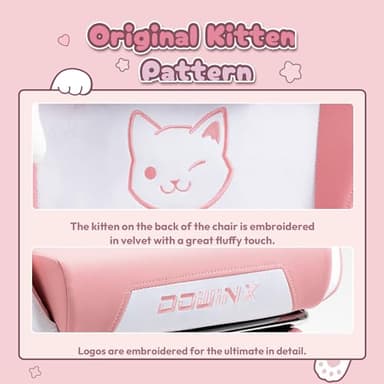 Dowinx Gaming Chair Cute with Cat Ears and Massage Lumbar Support, Ergonomic Computer Chair for Girl with Footrest and Headrest, Comfortable Reclining Game Chair 290lbs for Adult, Teen, Pink - Image 4