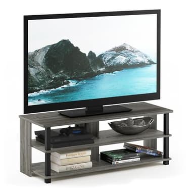 Furinno Sully 3-Tier Stand for TV Up to 48 Inch, French Oak Grey/Black - Image 6