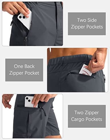 Pudolla Men's Hiking Cargo Shorts 9" Lightweight Outdoor Work Shorts for Men Travel Golf Camping Casual with 5 Zipper Pockets(Deep Grey Large) - Image 4