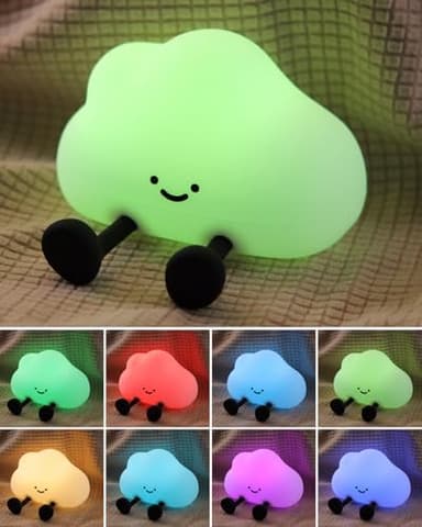 YISUN Cloud Night Light, Colorful Silicone Night Lights for Nursery, Rechargeable Dimmable Bedside Lamp with Timer, Soft Squishy Night Lamp Portable Kids Gift for Girls, Boys, Babies - Image 5