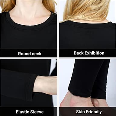 HEROBIKER Women's Thermal Underwear Set, Ultra Soft Thermal Shirt Long Johns Top Bottom Warm with Fleece lined Winter Base Layer Sets M Black - Image 5