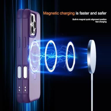 CHAOFEnG Magnetic Compatible with iPhone 16 Pro Case with Stand [Military Grade Drop Tested][Compatible with Magnet] Ring Translucent Slim Hard Back Soft Edge, Purple - Image 3