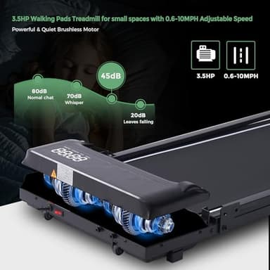 Compact Walking Pad with Handle Bar, Foldable Electric Treadmill with Handles and 3.5HP Powerful, Portable Small Walking Pads Treadmill for Home Small Spaces,400LBS Weight Capacity - Image 5