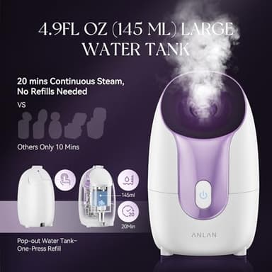 ANLAN Facial Steamer, High-Speed Nano steam, Deep Cleansing, Pore ​​Care, Repairs and Strengthens Skin's Foundation, Facial Humidifier, Home Facial spa, Hydrating Moisturizing, Sensitive Dry Skin spa - Image 5