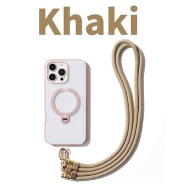 TORRAS Phone Lanyard Crossbody with 2 Phone Tabs, Adjustable Anti Theft Phone Strap for iPhone 17 Pro Max, Premium Metal Buckles, Universal Cell Phone Neck lanyard for Women and Men, Khaki - Image 8