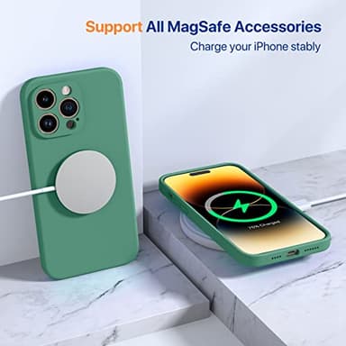 Miracase Designed for iPhone 14 Pro Max Phone Case with Screen Protector,[Upgraded Enhanced Camera Protection],Shockproof Liquid Silicone Case with Microfiber Lining,6.7 inch, Acacia Green - Image 8