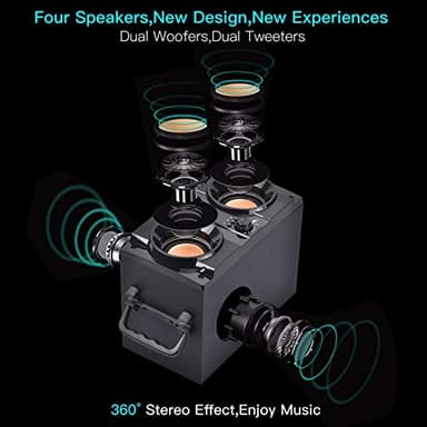 60W (80W Peak) Portable Bluetooth Speaker with Double Subwoofer Heavy Bass, Bluetooth 5.0 Wireless 100ft Outdoor Speaker, Support FM Radio, LED Colorful Lights, Stereo Sound, for Home, Party, Travel - Image 3