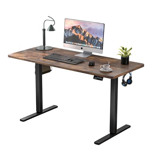 ERGOMAKER 43" Electric Standing Desk, Adjustable Height, Sit Stand Up Desk for Home Office & Computer Workstations, Memory Controller, Rustic Brown - Image 1