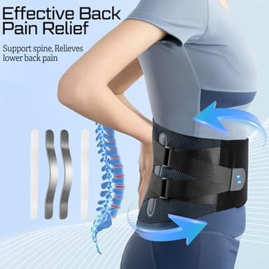 NEENCA Lower Back Brace for Lower Back Pain Relief, Medical Grade Lumbar Support Belt for Women Men, Herniated Disc,Lumbar Strain,Sciatica, Scoliosis (Black, Medium) - Image 3