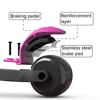 6KU Scooters for Kids 3-10 Year Old with Flash Wheels, Toddler Scooter 4 Adjustable Height, Extra-Wide PU LED Wheels, 3 Wheel Scooters for Girls & Boys (Pink) - Image 4