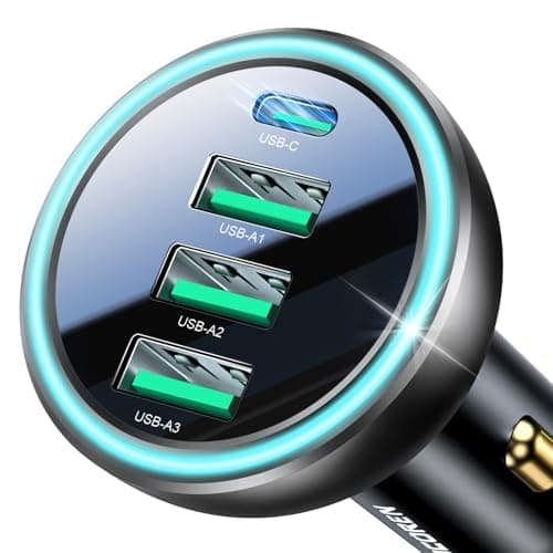 Rocoren 55W 4-Port Car Charger, PD3.0 QC3.0 Super Fast Charging USB C Car Charger for Multiple Devices, Cigarette Lighter Adapter for iPhone 17/16/15/14 Series, iPad Pro, Samsung S25/S24 Ultra, Pixel - Image 1