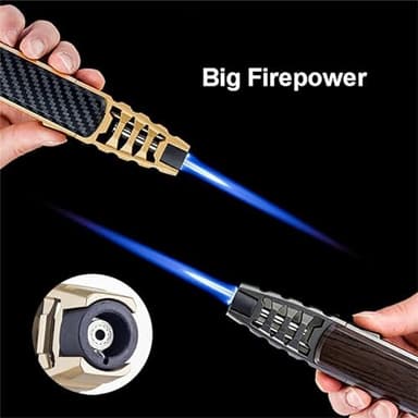 Zmiao Portable Brightfire, Windproof Straight Torch Blue Flame Lighter, Multi-purpose, Refillable Butane, Gold - Image 4