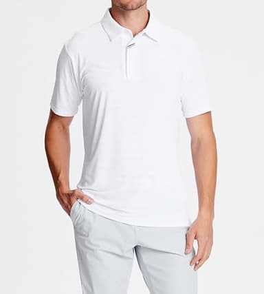 Damipow Mens Golf Shirts Dry Fit Polo Shirts Moisture Wicking Short Sleeve Polo Shirt,White,2XL - Image 5