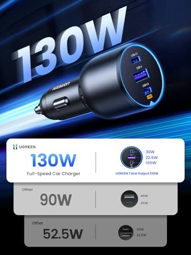 UGREEN 130W USB C Car Charger, Type C Car Charger Adapter Compatible with iPhone 17 17 Air 17 Pro 17 Pro Max 16 16 Plus 16 Pro 16 Pro Max 15 14 13 12, Galaxy S24 S23 Ultra, iPad, MacBook, and More - Image 2