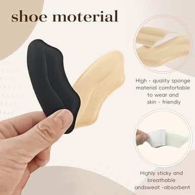 8 Pairs Heel Pads for Shoes Heel Grips Liner, Soft Heel Cushion Pads Heel Inserts for Shoes Too Big Women Men, Anti-Slip Fillers Heel Protectors for Blisters, Friction & Heel Pain, Beige and Black - Image 3