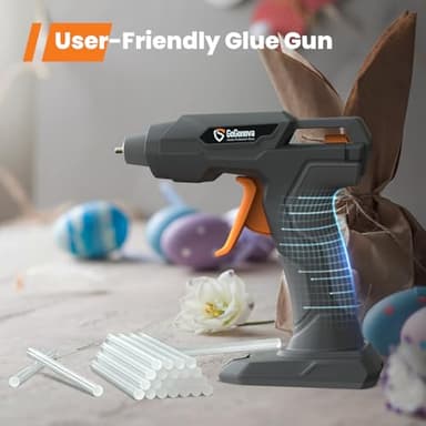 GoGonova Hot Glue Gun, 20s Fast Preheating Glue Gun Cordless & Rechargeable, 2Ah Battery Hot Glue Gun and 25 Pcs Hot Glue Sticks Set, Smart Power-Off, Stands-Up Design, Anti-Drip (Gray-25) - Image 2