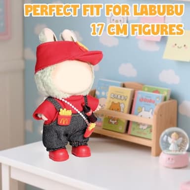 AICase for Lububu Clothes/for Lububu Outfits,Clothes Set for Lububu 17cm Doll,3 Piece Set Hat Clothing for la-bubu, Boys and Girls Stylish Adorable Dolls Clothes Accessories (No Doll)_01 - Image 2