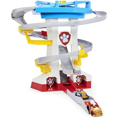 Paw Patrol Adventure Bay Lookout Tower Playset With 2 Die-Cast 1:55 Vehicles (Chase and Marshall): Twin Track Rescue Way 25 Pc Set With Launching Periscope - Accommodate Up to 6 True Metal Racing Cars - Image 2