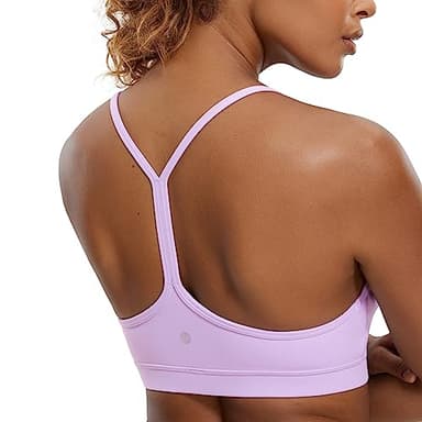 CRZ YOGA Butterluxe Womens Y Back Sports Bra - Padded Racerback Low Impact Spaghetti Thin Strap Workout Yoga Top Elfin Purple Small - Image 1