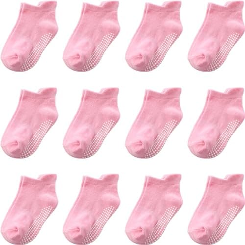 Aroveea Non Slip Grip Ankle Baby Socks 12 Pack for Toddler Boys and Girls Kids,Infant Cute Cotton Baby Socks - Image 1