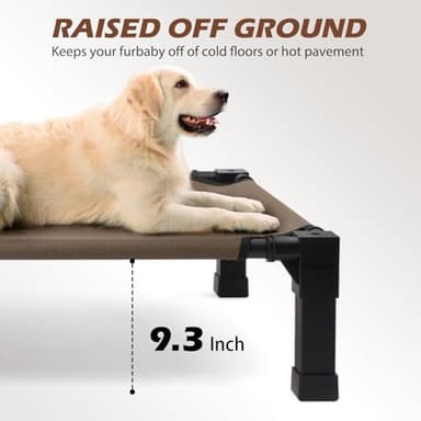 Heeyoo Elevated Dog Bed, Cooling Raised Pet Cot with Chew Proof Washable Breathable Mesh and Metal Frame, Portable Dog Cot Bed with No-Slip Feet for Outdoor or Indoor Use - Image 4