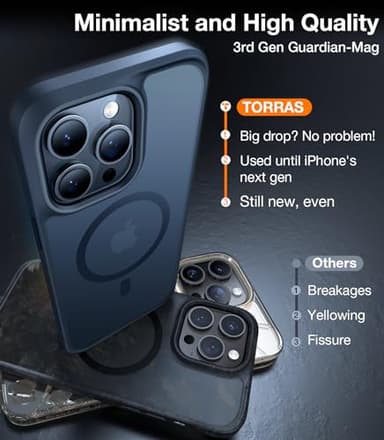 TORRAS for iPhone 13 Pro Max Case [Fit for MagSafe][12FT Military Grade Drop Tested] Magnetic Translucent Shockproof Slim Tough Anti-Fingerprint Case for iPhone 13 Pro Max, Black - Image 5