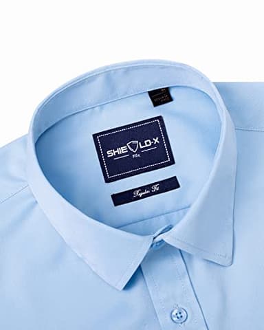 Alimens & Gentle Slim Fit Mens Dress Shirts for Men Button Down Long Sleeve Dress Shirts Wrinkle Free Formal Stain Proof Blue Sky - Image 4