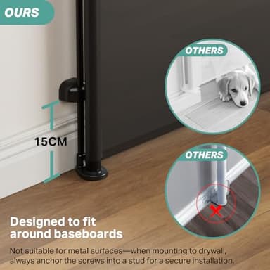 Cumbor Retractable Baby Gates for Stairs, Mom Choice Award Winner-55 Wide Mesh Dog Gate for Doorways, 34" Tall Easy to Use Pet Fence for The House, Toddler Safety Essentials Indoor&Outdoor, Black - Image 2