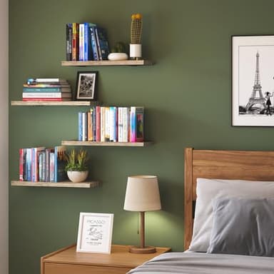 Fixwal Wall Floating Shelves for Room Decor, 4 Sets Floating Shelves for Wall Storage, Wood Wall Mounted Shelf for Bedroom Decor, Bathroom Storage, Book Shelf for Wall-Rustic Brown - Image 6