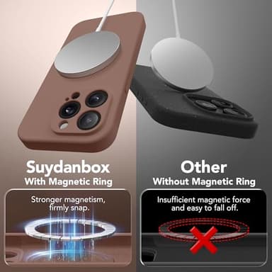 SuydanBox Magnetic for iPhone 14 Pro Case, Compatible with MagSafe, [Full Camera Protection][Screen Protector] Silicone Shockproof Protective Phone Case for iPhone 14 Pro 6.1", Brown - Image 9