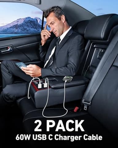 Car Carplay Cable for iPhone 17/17 Pro/Air/16e/16/15 Pro Max/Plus Cable, 2Pack USB A to USB C for CarPlay USBC Cord, iPad, Galaxy, Pixel, Android Accessories Charging Wire Type-C Car Charger Cord 3FT - Image 7