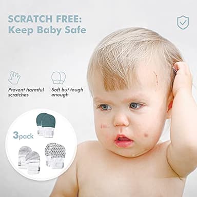 HAPIU Baby Mitten,3 Pack, Geometry&Grey Stripe&Emerald, 6-12 Months - Image 2