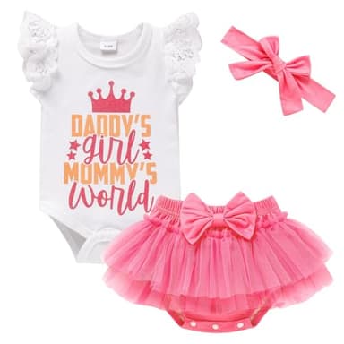 ZOELNIC Baby Girl Summer Clothes Infant Ruffles Romper Shorts Set Floral Summer Outfits Cute Baby Clothes Girl (White#1, 6-9 Months) - Image 1