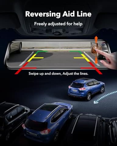 WOLFBOX G930 10'' Rear View Mirror Camera with 5.8GHz WiFi, 4K Dash Cam Front and Rear with WDR, Touch Screen Rearview Mirror Backup Camera, Parking Monitor, Reverse Assist, Includes 64GB Card & GPS - Image 8