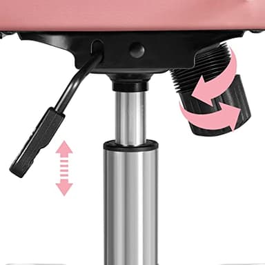 Yaheetech Mid-Back Office Chair with Arms Swivel PU Leather Height Adjustable Office Executive Chair, Pink - Image 8