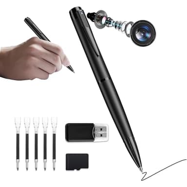 Body Camera Pen with 64GB Memory Card, 1080P HD Mini Surveillance Camera, Portable Pocket Cam, Black - Image 1