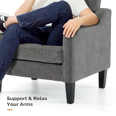 VINGLI Accent Chairs for Living Room Chairs Reading Chair Mid Century Modern Chair Soft Chenille Sofa Chair Upholstered Arm Chair Comfy Chair Side Chair (Light Grey Chenille) - Image 7