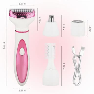 Beanify Electric Razor for Women Men,4 in 1 Painless Ladies Wet & Dry Body Razors and Facial Hair Remover,Rechargeable Led Display Hair Removal Kit for Nose Face Body Leg Bikini Hair (Green) - Image 5