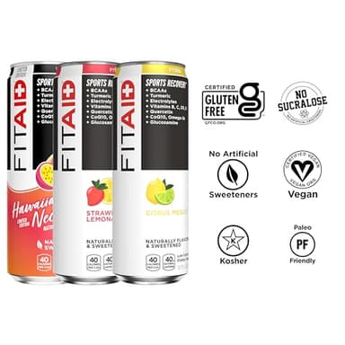 FITAID Recovery Blend, Variety Pack, BCAAs, Glucosamine, Electrolytes, Omega-3s, Green Tea, 100% Clean, Paleo, Vegan & Gluten-Free, Naturally Sweetened & Flavored, 12-oz. cans (Pack of 12) - Image 6